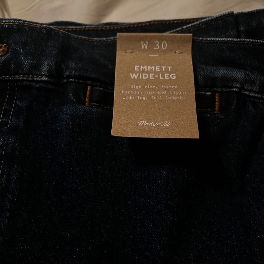 Madewell the emmett wide leg jean in leffers wash welt pocket edition